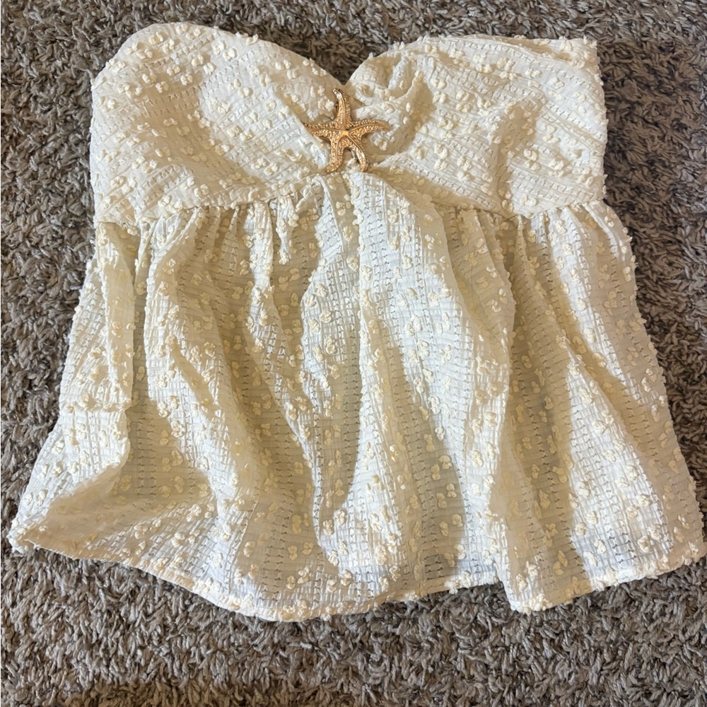 Strapless Cream Top with Starfish Accent
